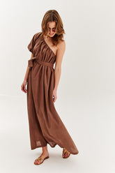 Choco Mousse one shoulder jurk